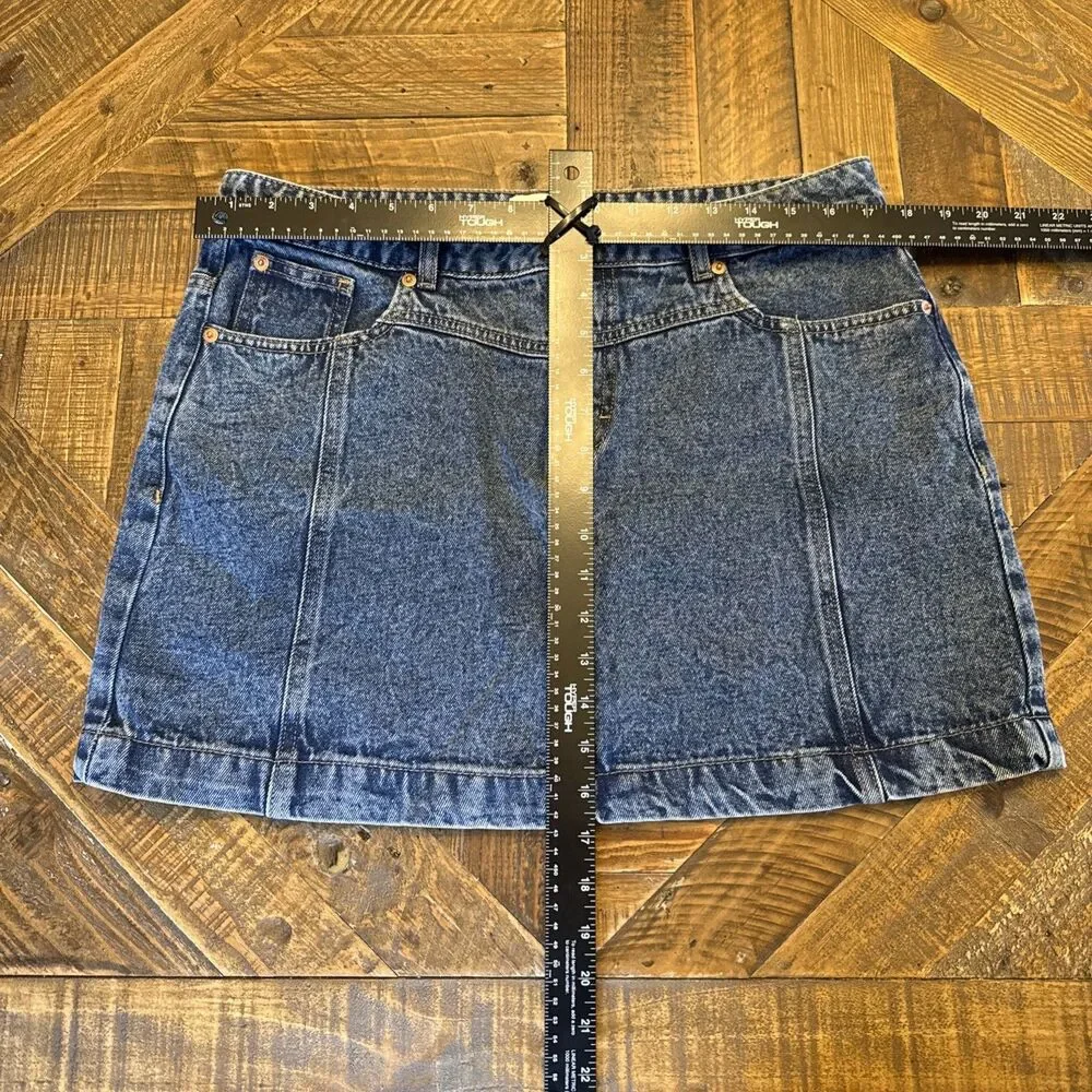 ASOS Miss Selfridge Denim Mini Skirt Womens Size 12 Blue Casual A-Line Short